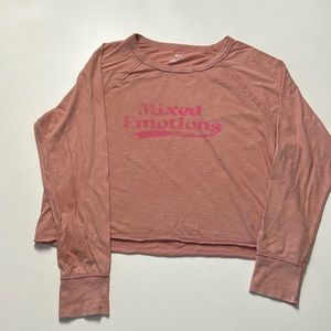 Aerie cropped long sleeve t-shirt. “Mixed Emotions” size small.